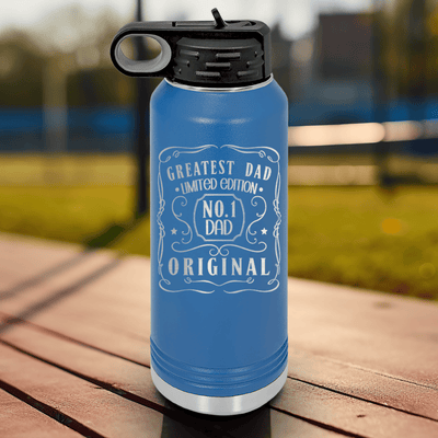 Blue Fathers Day Water Bottle With The Origional Great Dad Design