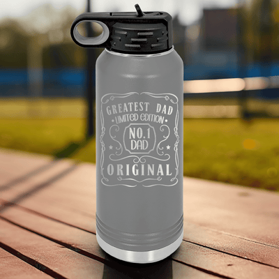 Grey Fathers Day Water Bottle With The Origional Great Dad Design