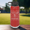 Red Fathers Day Water Bottle With The Origional Great Dad Design