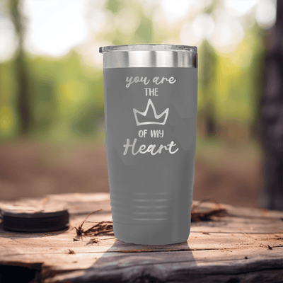 Grey Valentines Day Tumbler With The Queen Of My Heart Design