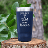 Navy Valentines Day Tumbler With The Queen Of My Heart Design