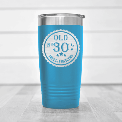 Light Blue Birthday Tumbler With Thirty Aged To Perfection Design