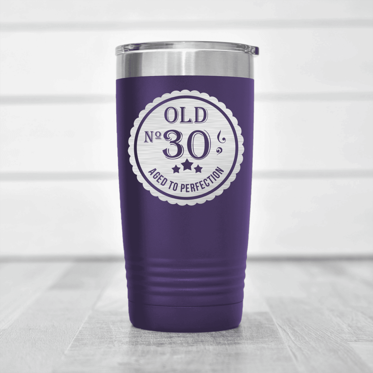 Purple Birthday Tumbler With Thirty Aged To Perfection Design