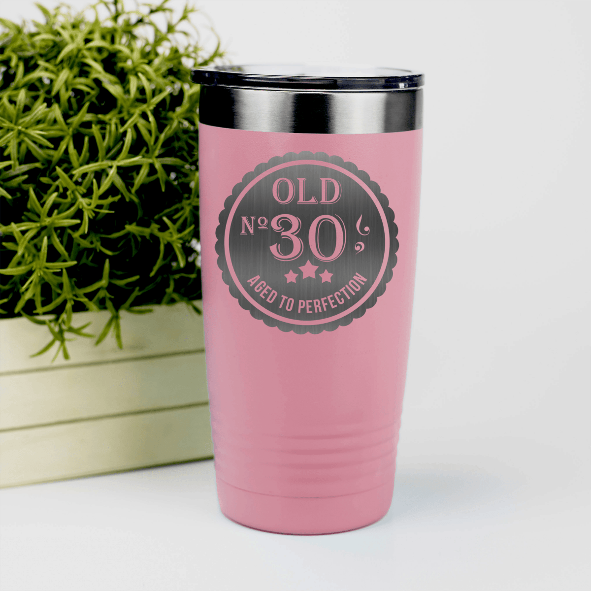 Salmon Birthday Tumbler With Thirty Aged To Perfection Design