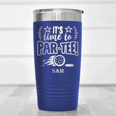 Blue Golf Tumbler With Time To Par Tee Design