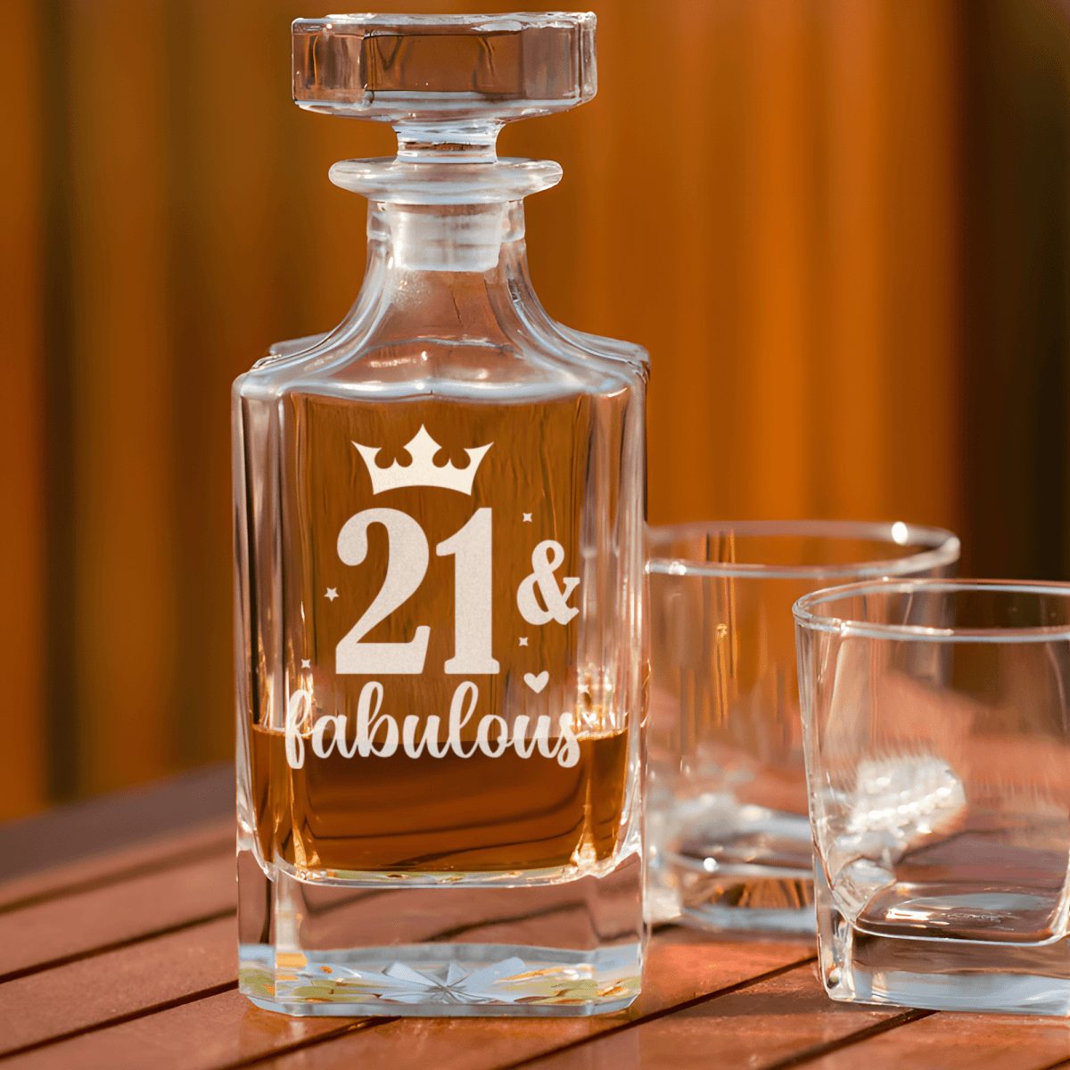 Birthday Whiskey Decanter With Twenty One And Fabulous Crown Design