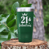 Green Birthday Tumbler With Twenty One And Fabulous Crown Design