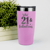 Pink Birthday Tumbler With Twenty One And Fabulous Crown Design