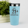 Teal Birthday Tumbler With Twenty One And Fabulous Crown Design