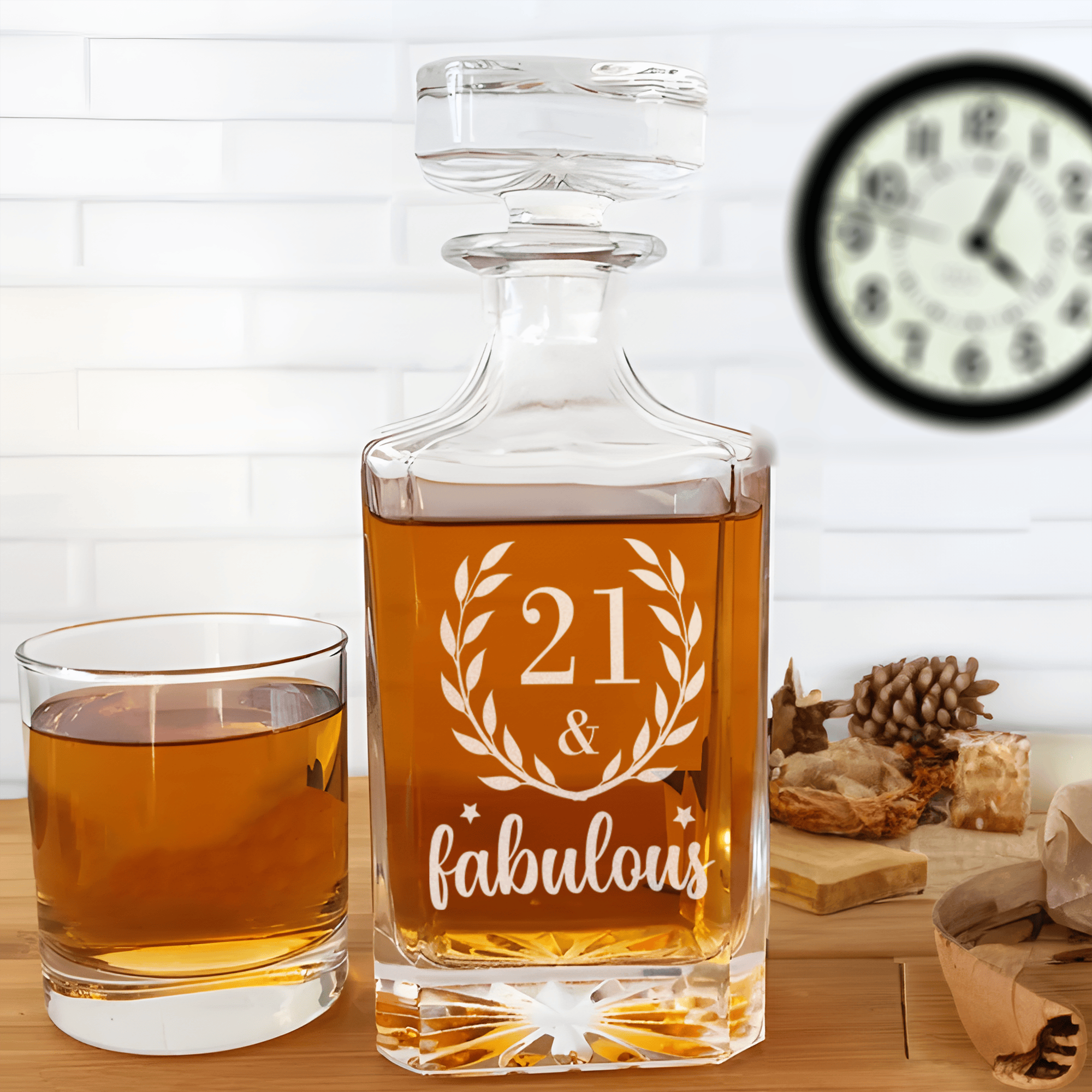 Birthday Whiskey Decanter With Twenty One And Fabulous Design