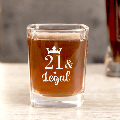 Twenty One And Legal Square Shotglass