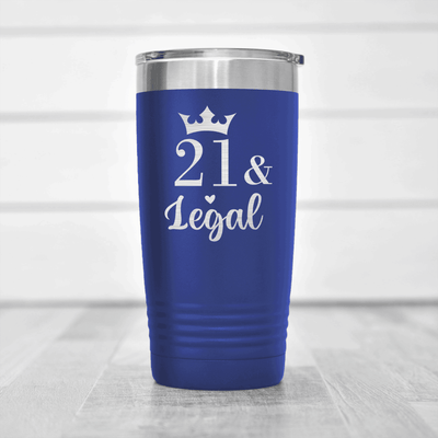 Blue Birthday Tumbler With Twenty One And Legal Design