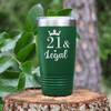 Green Birthday Tumbler With Twenty One And Legal Design