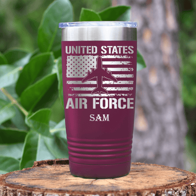 Maroon Veteran Tumbler With United States Airforce Design