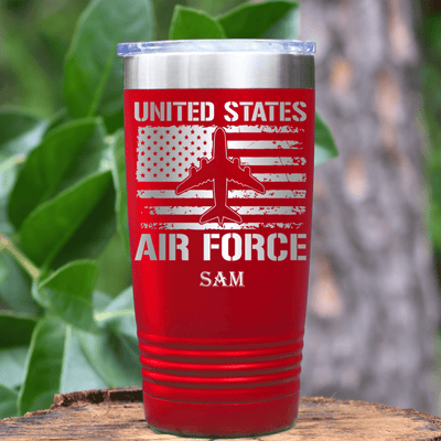 Red Veteran Tumbler With United States Airforce Design