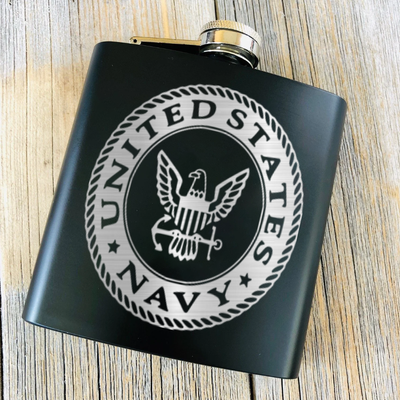 United States Navy Badge Flask