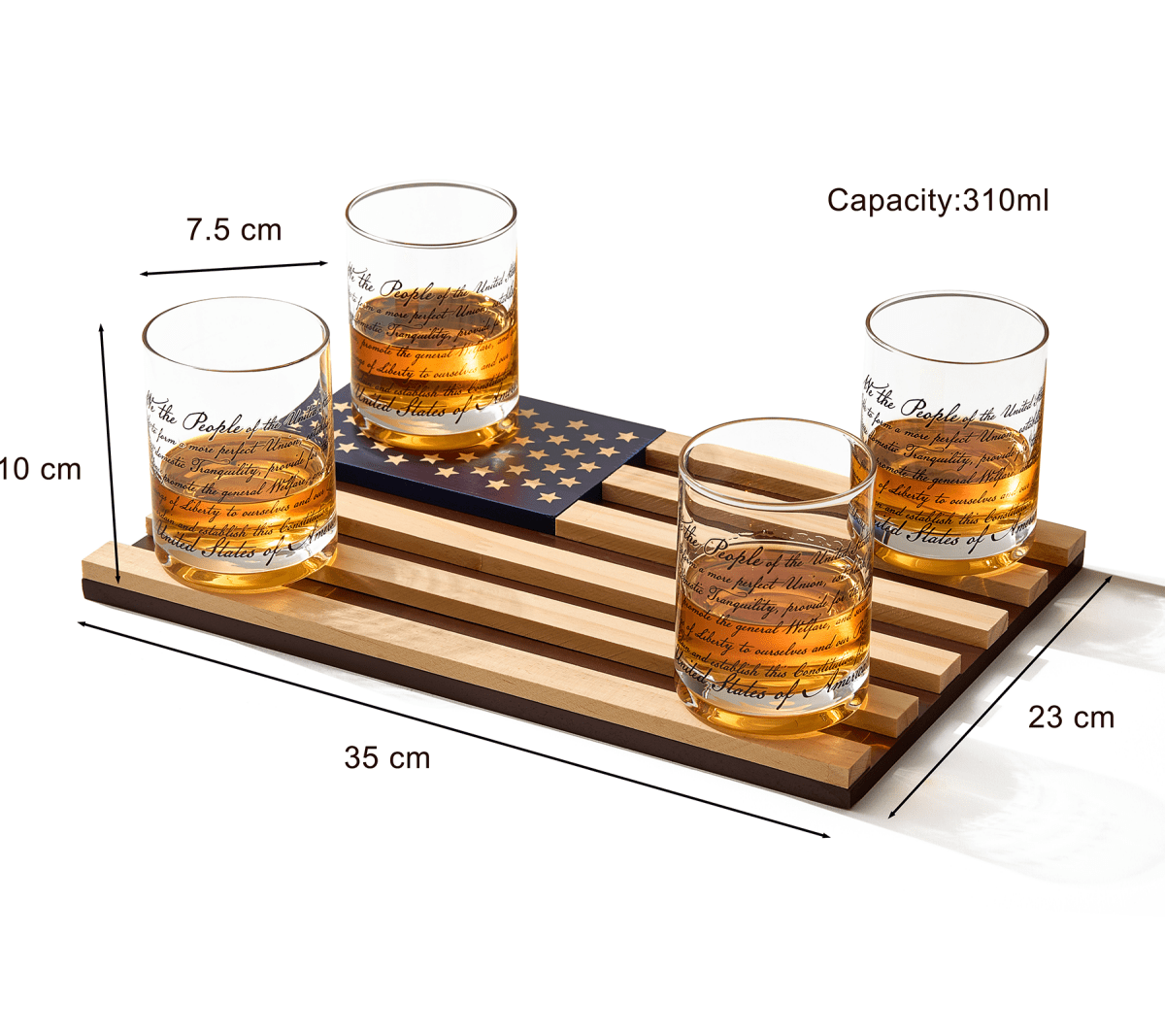 Unique Personalized We The People American Flag Whiskey Glasses Customized Whiskey Glass Set Gifts for Men by Groovy Guy