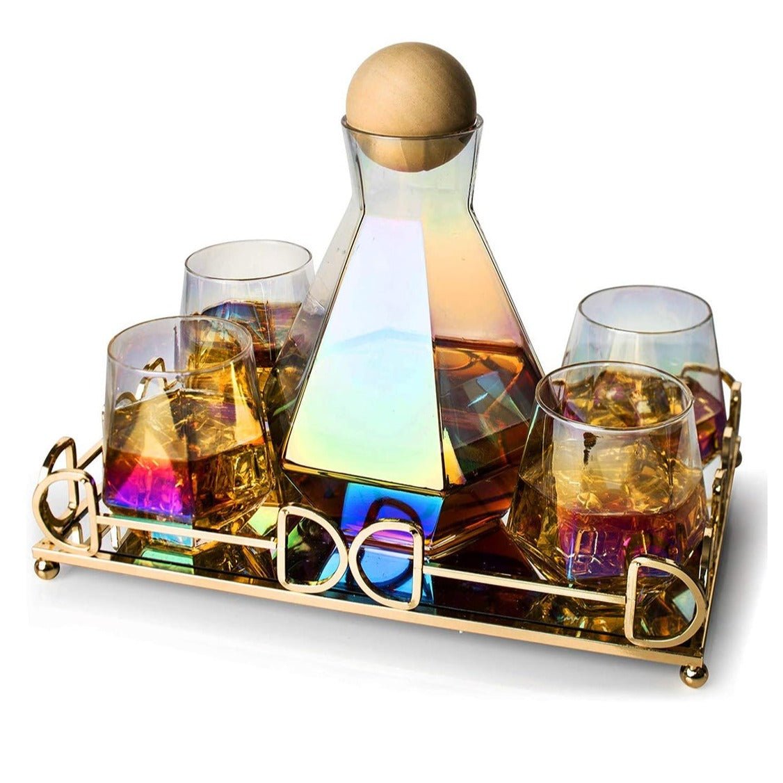 Unique Personalized Diamond Iridescent Decanter Set Customized Decanter Set Gifts for Men by Groovy Guy