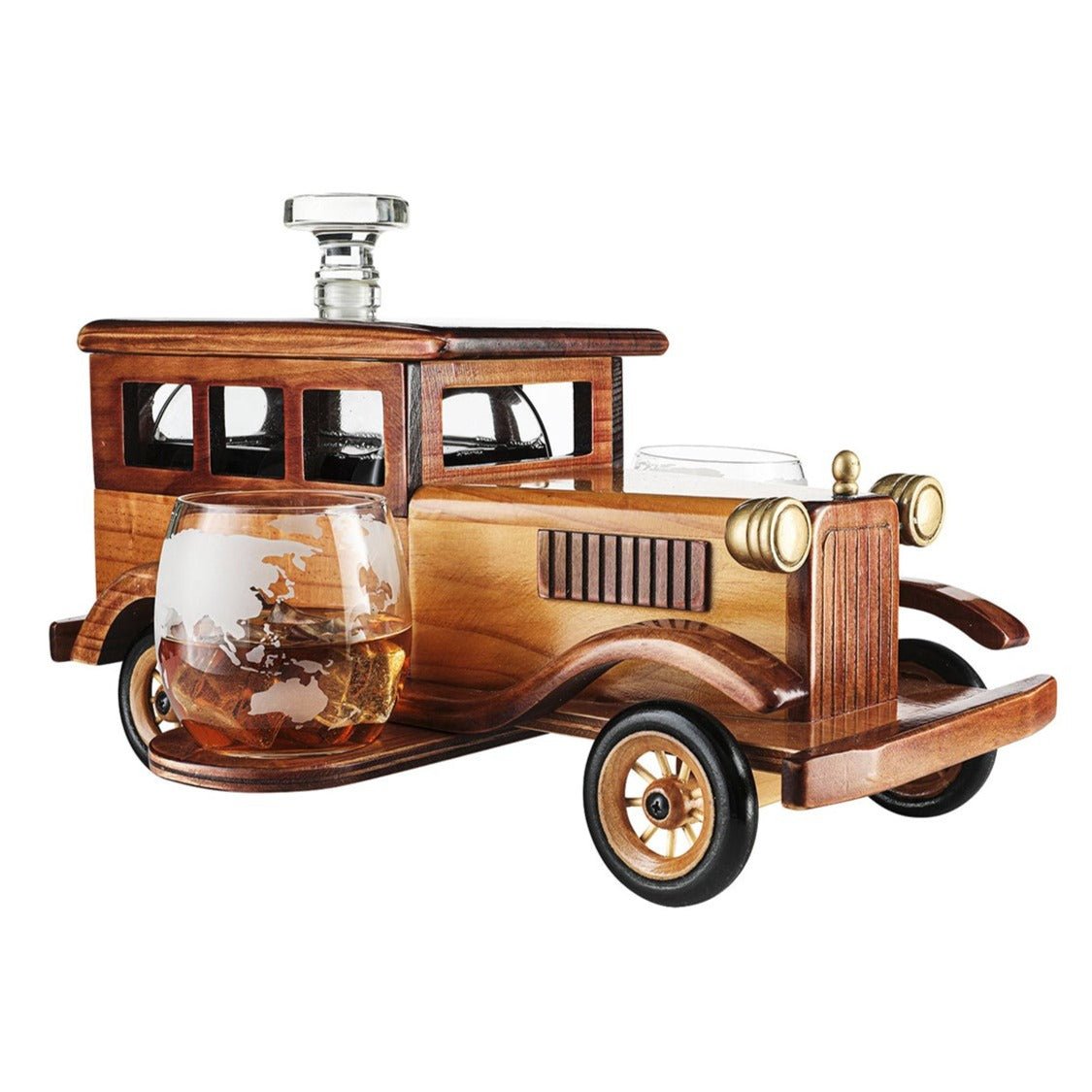 Unique Personalized Vintage Car Decanter and Glasses Set Customized Decanter Set Gifts for Men by Groovy Guy