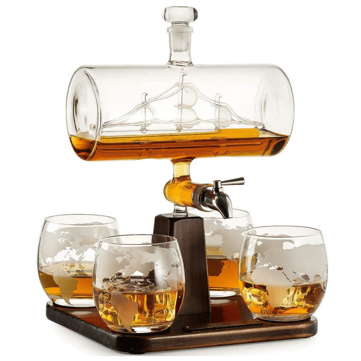 Unique Personalized Antique Ship Decanter Set Customized Decanter Set Gifts for Men by Groovy Guy