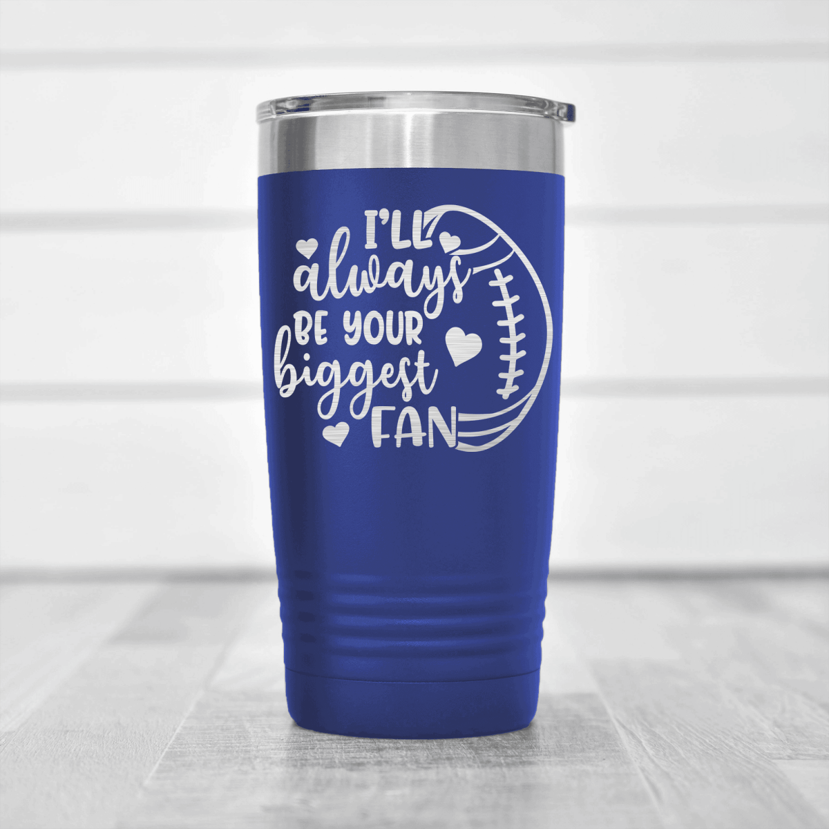 Blue football tumbler Unwavering Football Support