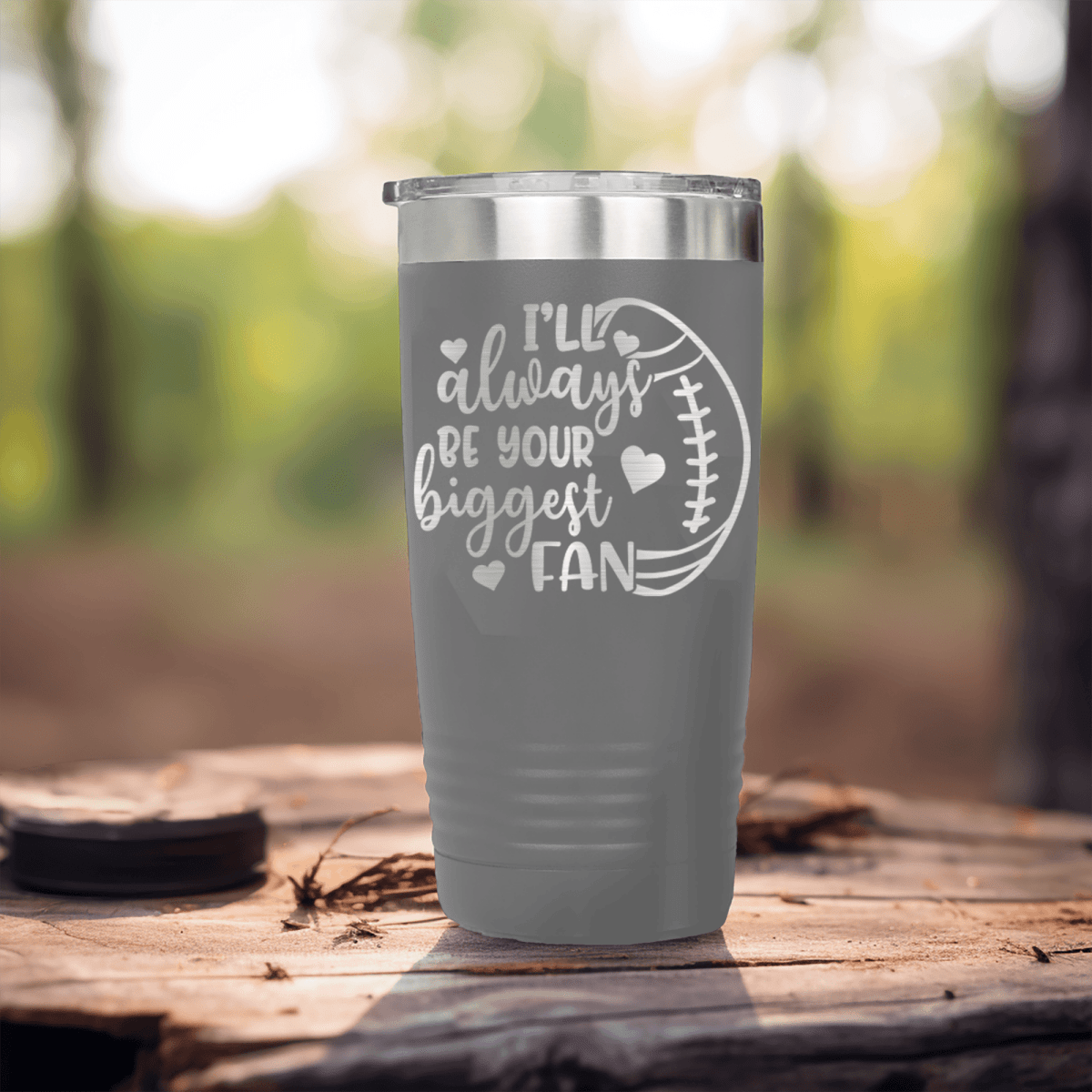 Grey football tumbler Unwavering Football Support