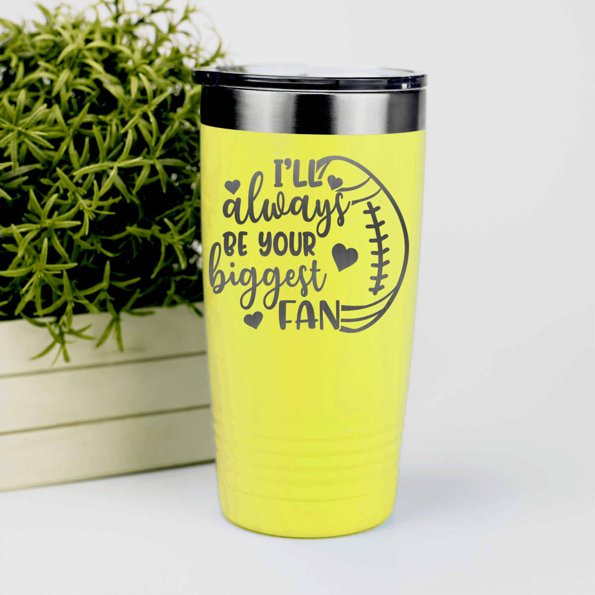 Yellow football tumbler Unwavering Football Support