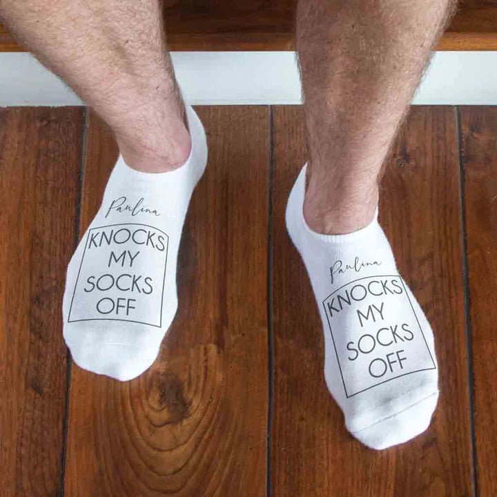 Unique Personalized Knock My Socks Off Customized Socks Gifts for Men by Groovy Guy