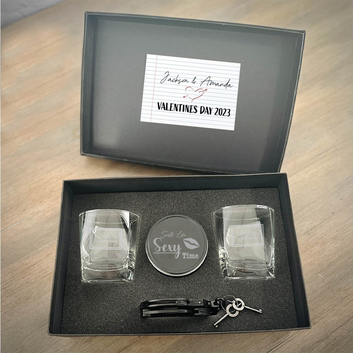 Unique Personalized Whiskey & Frisky Custom Gift Set Customized Valentines Gifts for Men by Groovy Guy