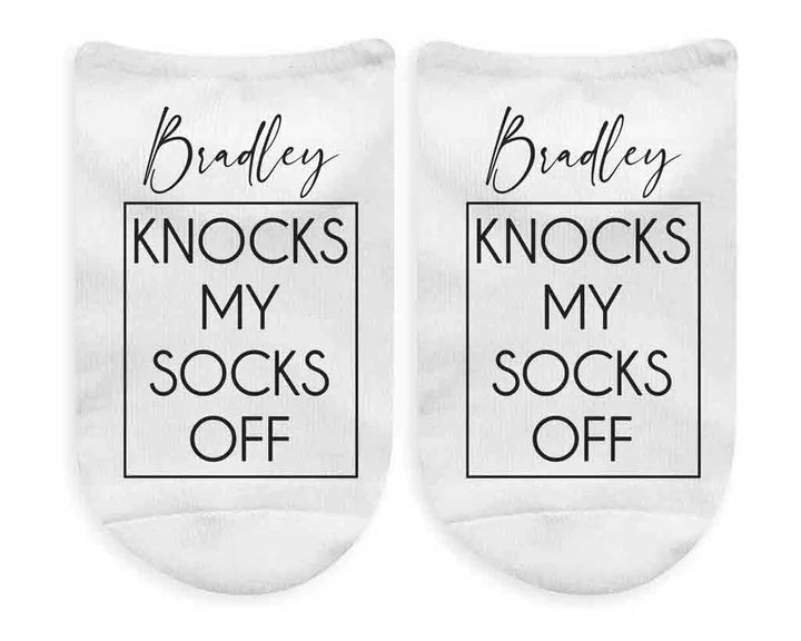 Unique Personalized Knock My Socks Off Customized Socks Gifts for Men by Groovy Guy