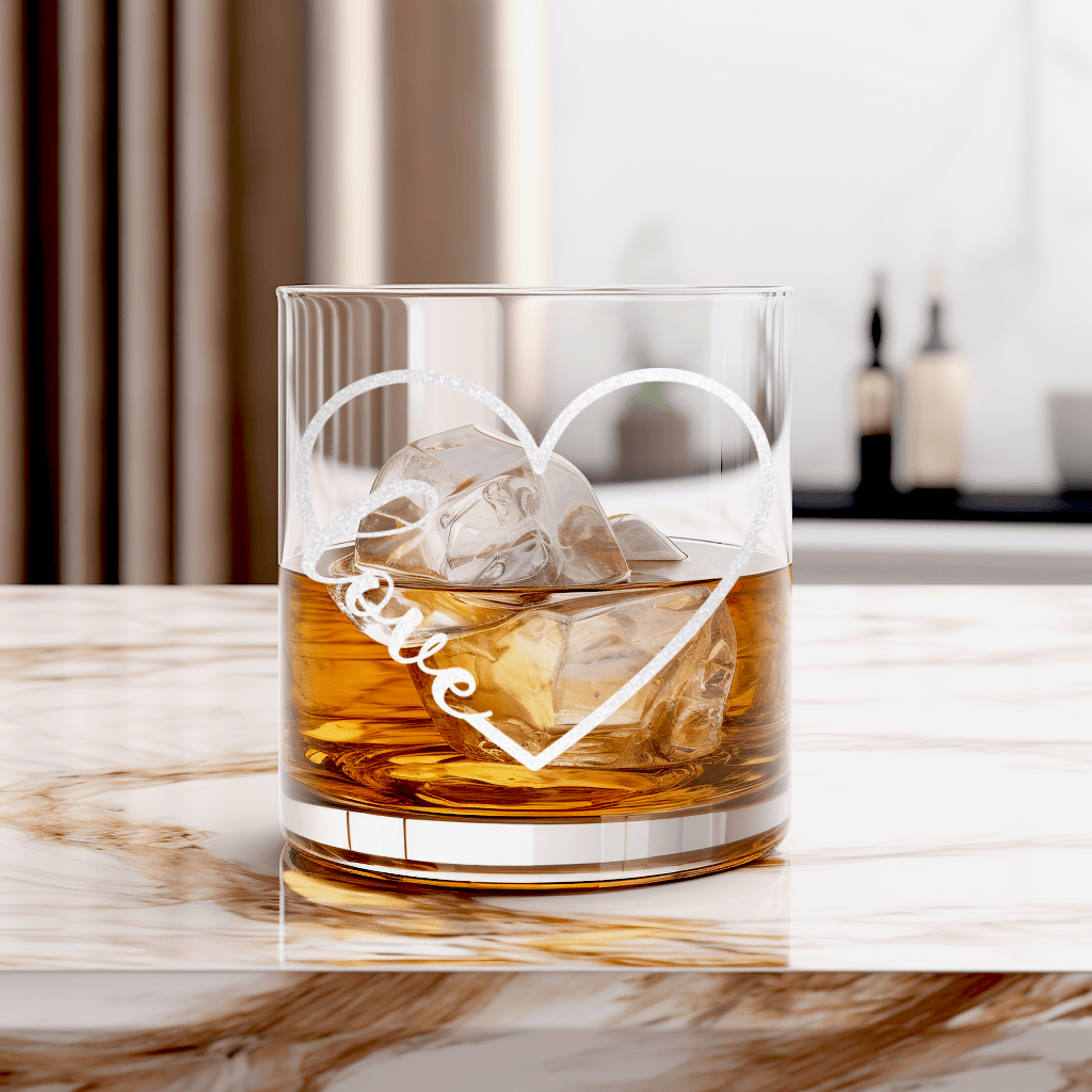 Unique Personalized Valentines Heart Whiskey Glass Customized valentines day Whiskey Glasses Gifts for Men by Groovy Guy