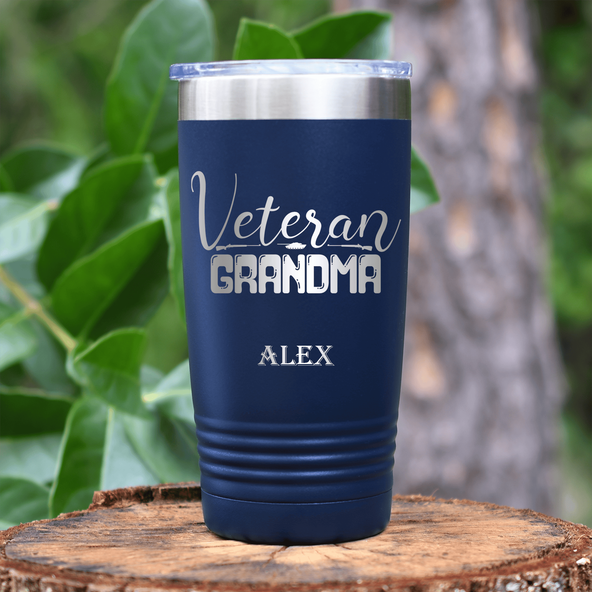 Navy Veteran Tumbler With Veteran Grandma Design