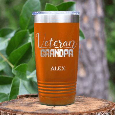 Orange Veteran Tumbler With Veteran Grandpa Design