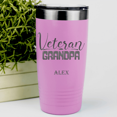 Pink Veteran Tumbler With Veteran Grandpa Design