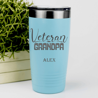 Teal Veteran Tumbler With Veteran Grandpa Design