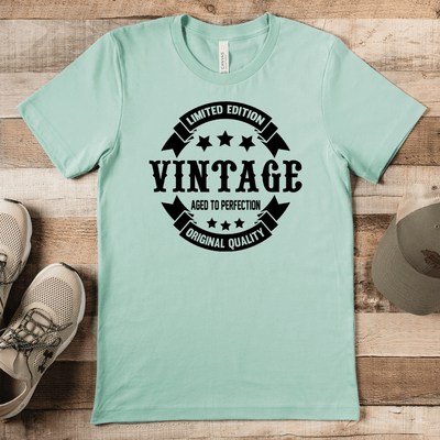 Mens Light Green T Shirt with Vintage-Quality design