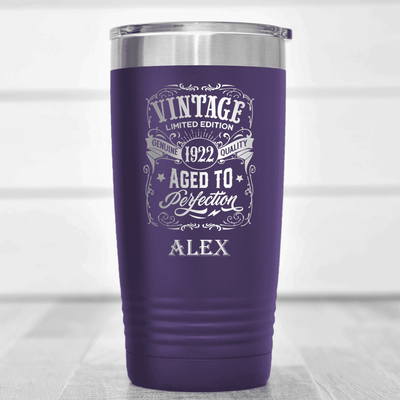 Purple Funny Old Man Tumbler With Vintaged Aged Design