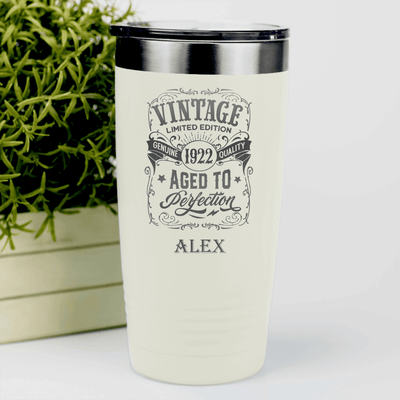 White Funny Old Man Tumbler With Vintaged Aged Design