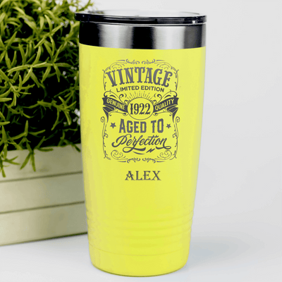 Yellow Funny Old Man Tumbler With Vintaged Aged Design