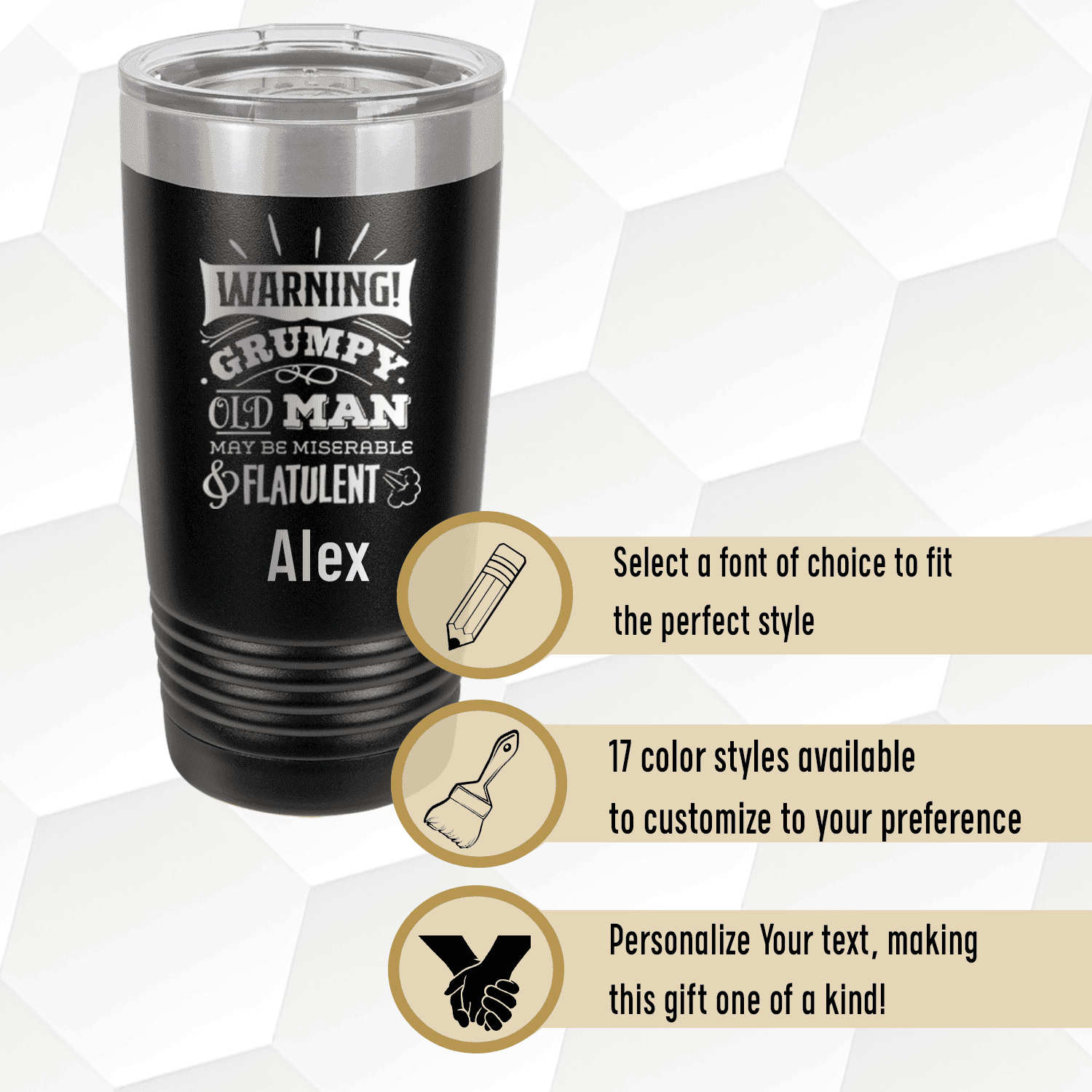 Unique Personalized Warning Im Grumpy Tumbler Customized Funny Old Man Tumblers Gifts for Men by Groovy Guy