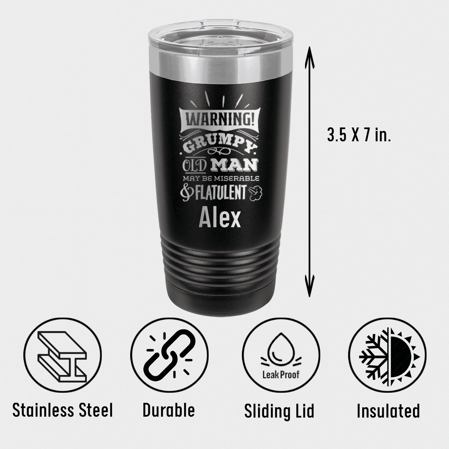Unique Personalized Warning Im Grumpy Tumbler Customized Funny Old Man Tumblers Gifts for Men by Groovy Guy