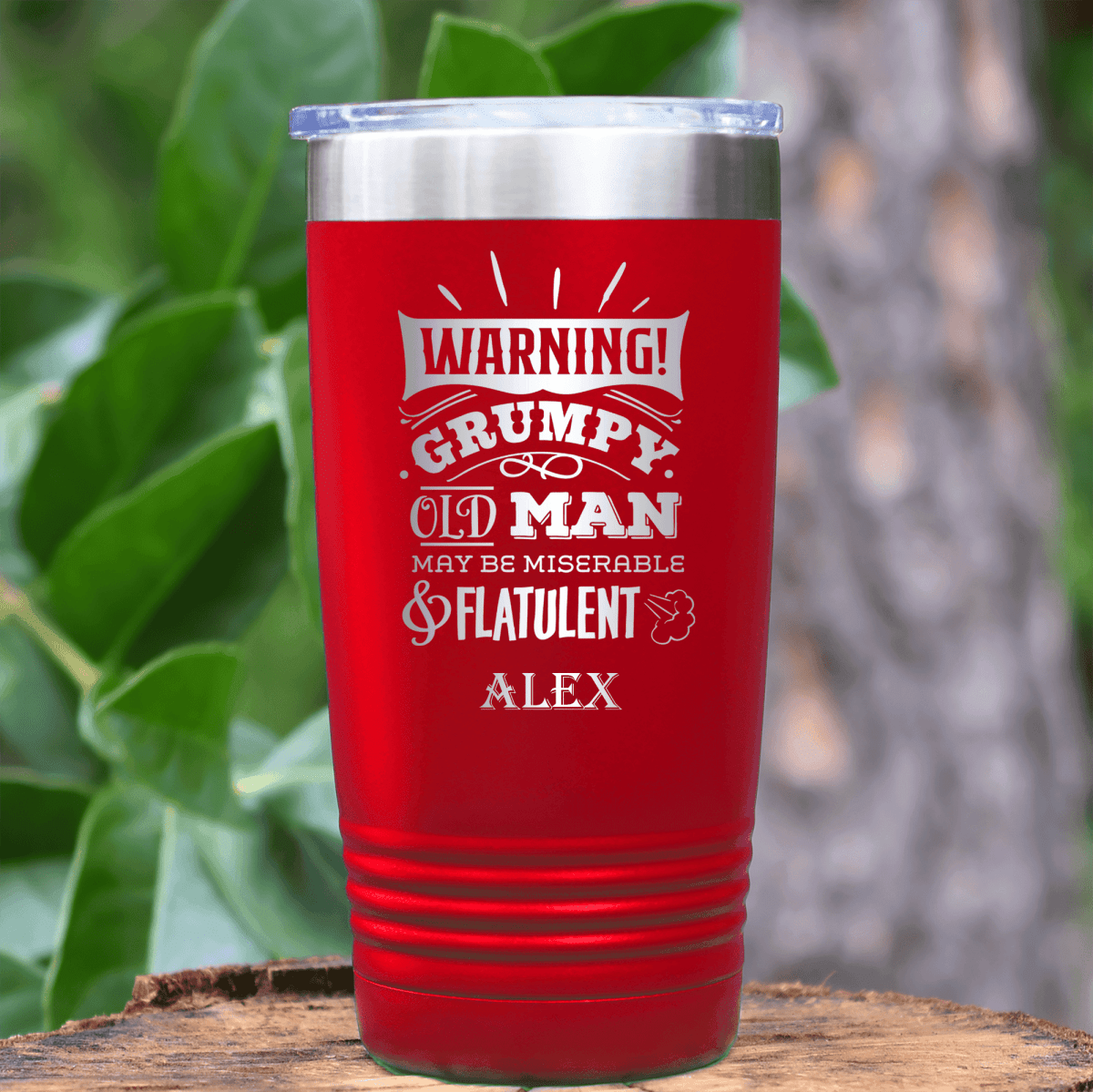 Red Funny Old Man Tumbler With Warning Im Grumpy Design