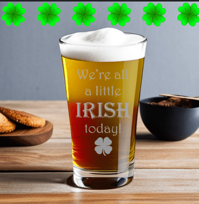 Unique Personalized Shamrock Cheers Beer Pint Customized Gifts for Men by Groovy Guy