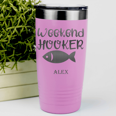 Pink Fishing Tumbler With Weekend Hooker Design