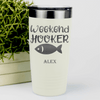 White Fishing Tumbler With Weekend Hooker Design