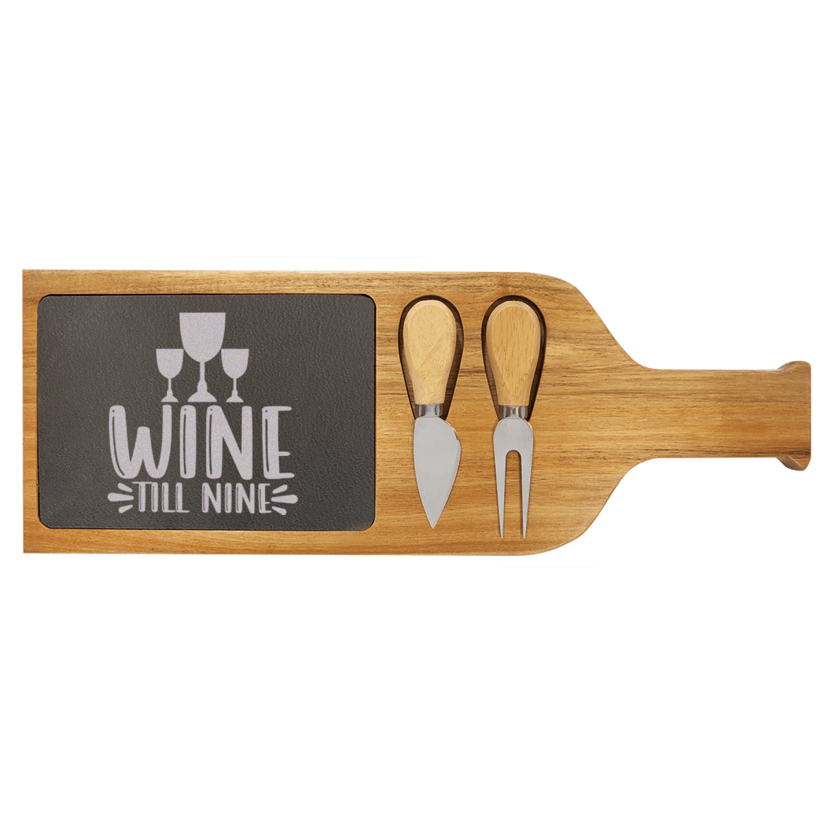 Unique Personalized Wine Till Nine Wood Slate Serving Tray With Handle Customized Retirement Small Serving Boards Gifts for Men by Groovy Guy