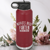 Maroon Fathers Day Water Bottle With Worlds Best Farter Design