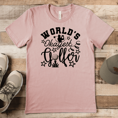 Heather Peach Mens T-Shirt With Worlds Kinda Good Gofler Design