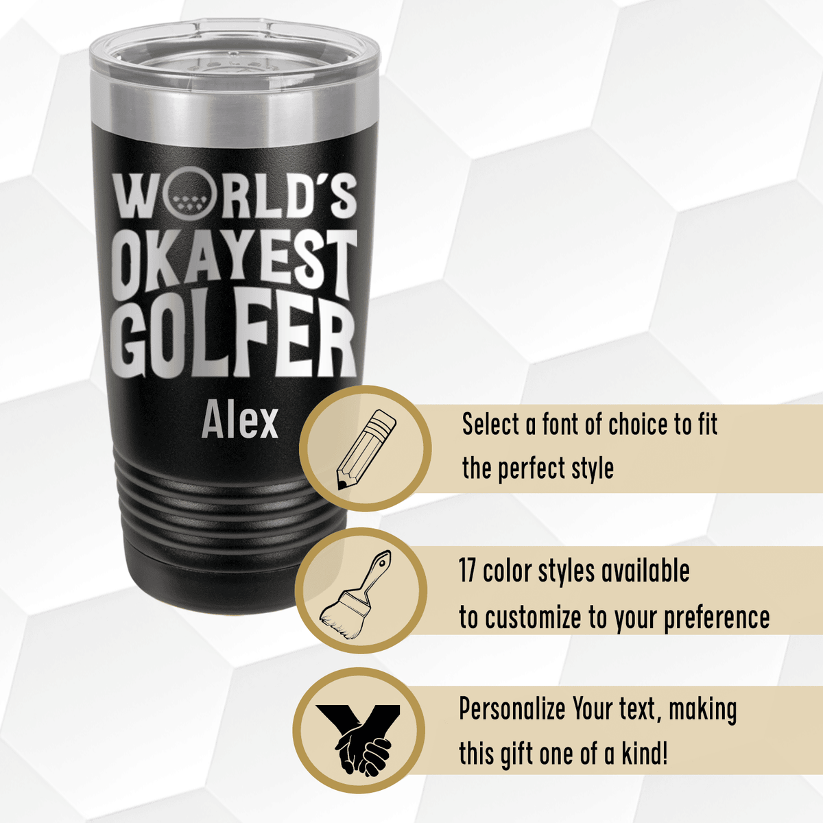Unique Personalized Worlds Okayest Golfer Tumbler Customized Golf Tumblers Gifts for Men by Groovy Guy