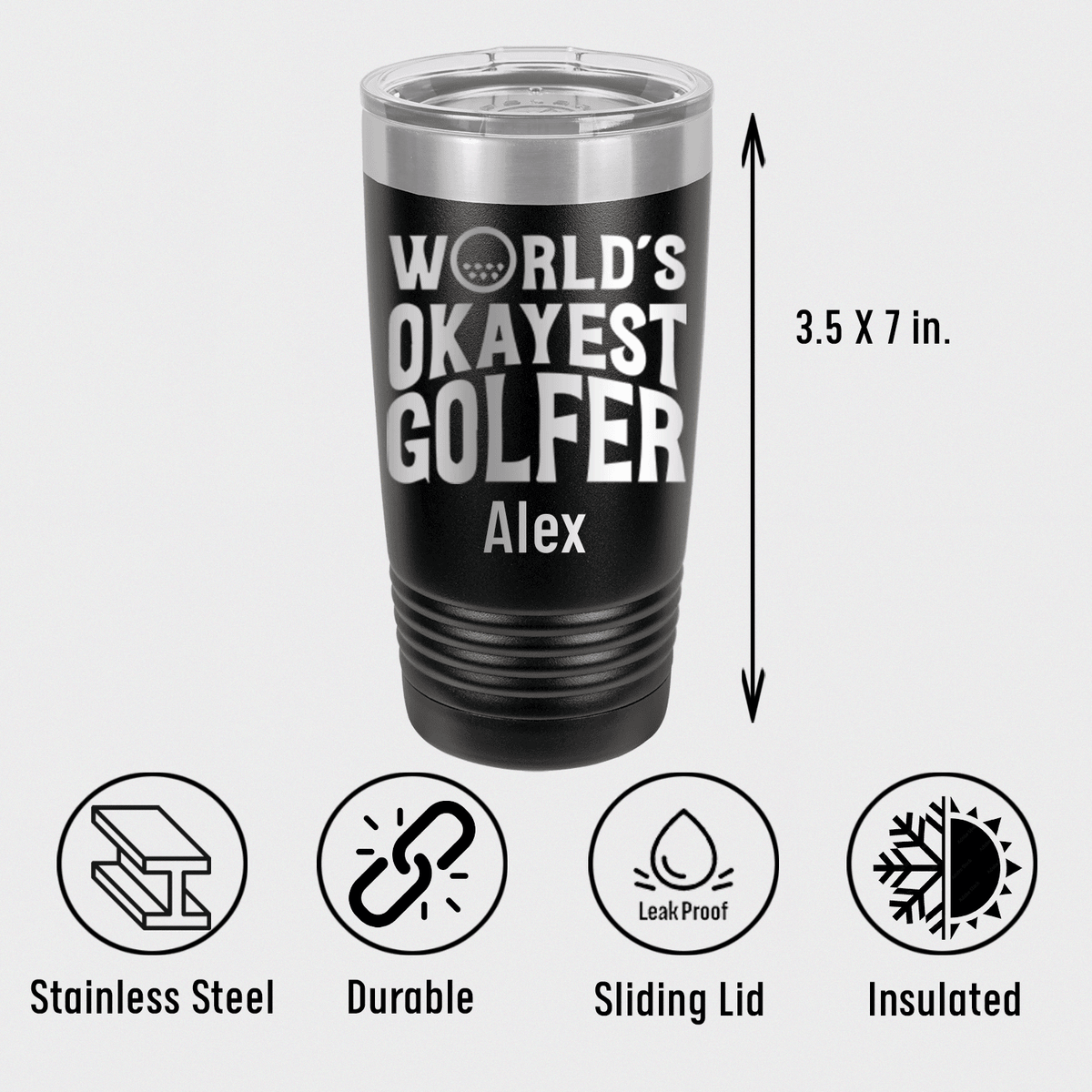 Unique Personalized Worlds Okayest Golfer Tumbler Customized Golf Tumblers Gifts for Men by Groovy Guy